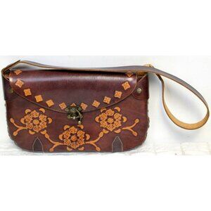Sm Tooled Leather Purse Shoulder Boho Floral Bag Hobo Hippy Strap Envelope Flap